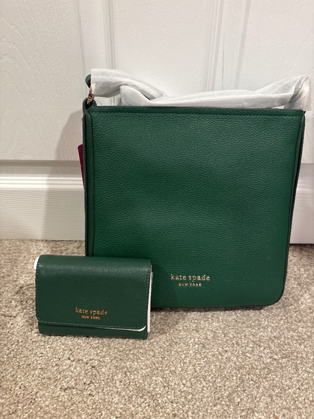 Kate Spade Hudson Pebbled Leather Medium Messenger Bag, Arugula, NWT